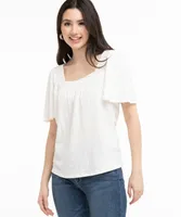 Eco-Friendly Smocked Square Neck Top