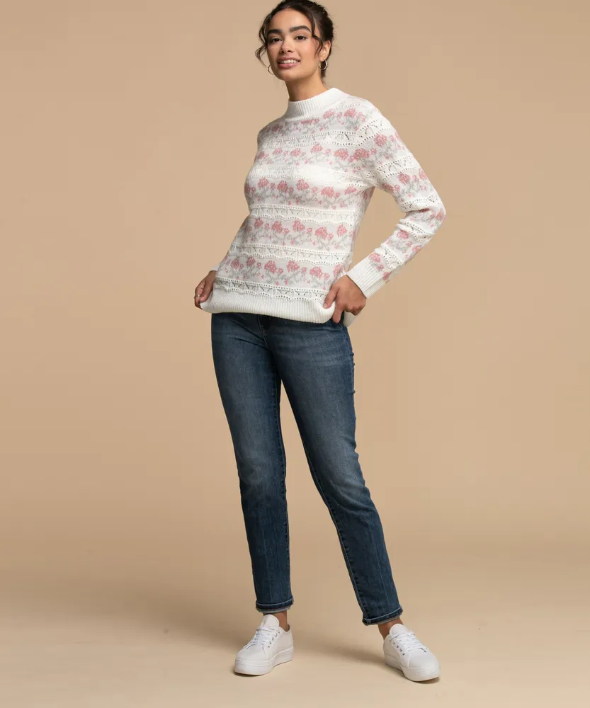 Floral Pointelle Pullover