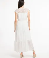 Lace Yoke V-Neck Dress