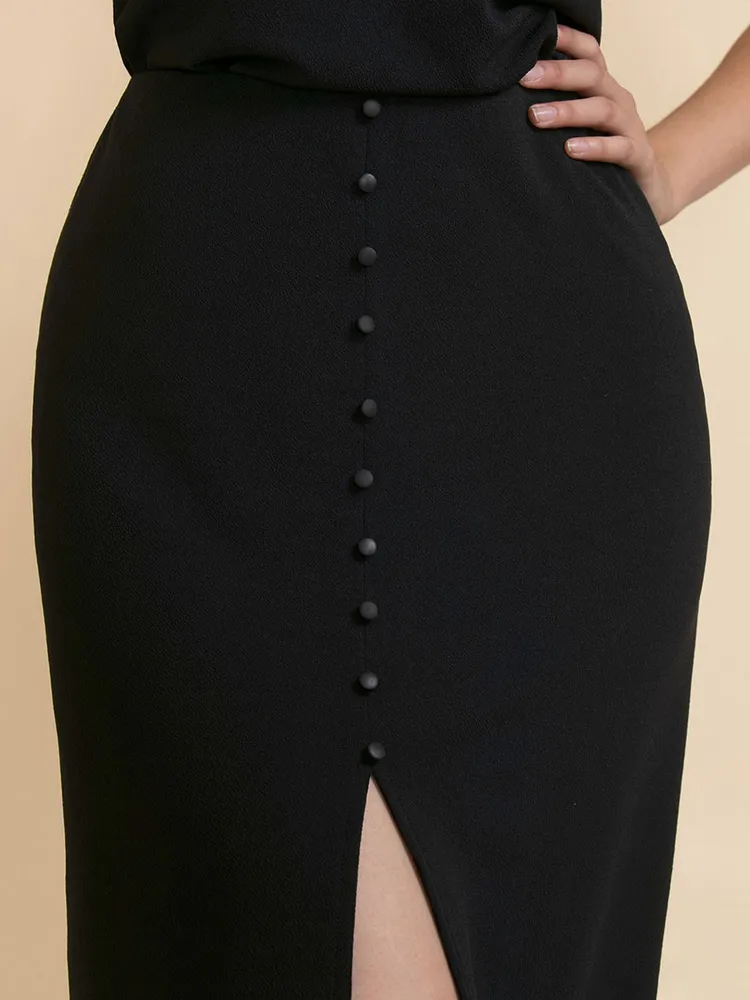 Button Front Skirt