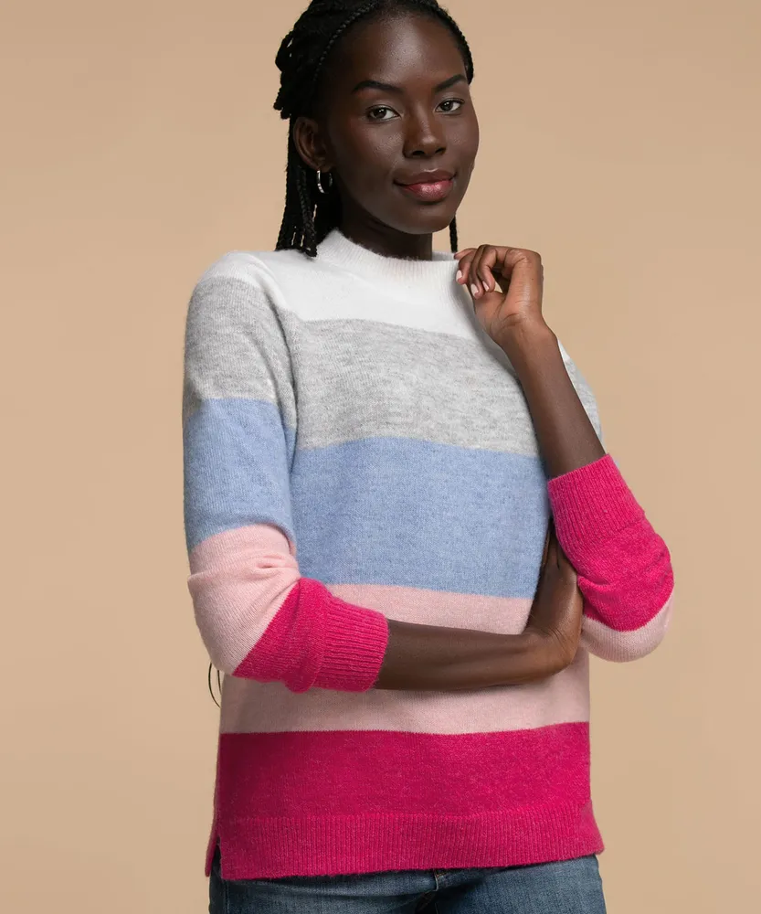 Eco-Friendly Colourblock Mock Neck Sweater