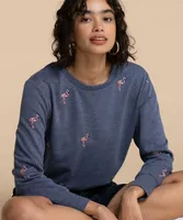 Flamingo Appliqué  French Terry Sweatshirt