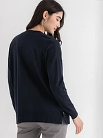 Relaxed Linen-Blend Open Front Cardigan