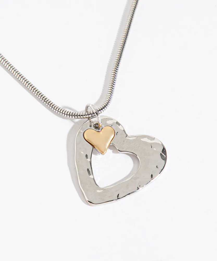 Snake Chain Necklace Metal Hearts Pendant