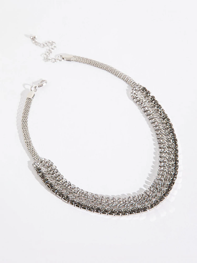 Multi-Row Rhinestone Necklace