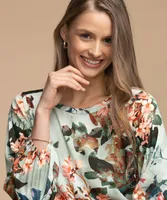 Long Puff Sleeve Scoop Neck Blouse