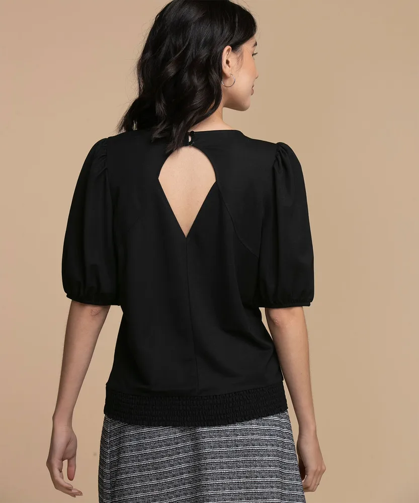 Puff Sleeve Cutout Top