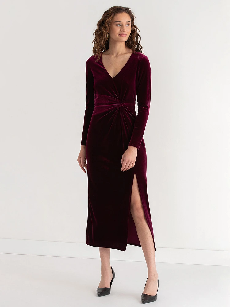 Velvet Drape Waist Dress