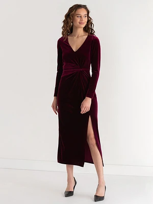 Velvet Drape Waist Dress