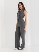 Sleeveless Collared Jumpsuit Luxe Tailored