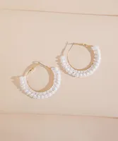 Large Beaded Fanned Out Hoop Earrings