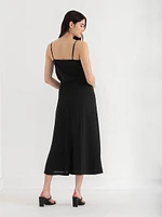 A-Line Textured Midi Skirt with Buckle