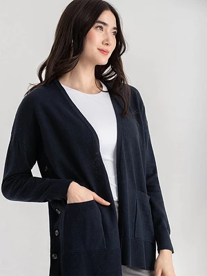 Relaxed Linen-Blend Open Front Cardigan