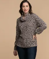 Waffle Knit Cowl Neck Top