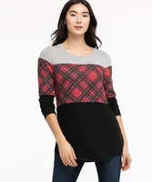 Patterned Colourblock Tunic Top