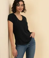 Short Sleeve Black V-Neck T-Shirt