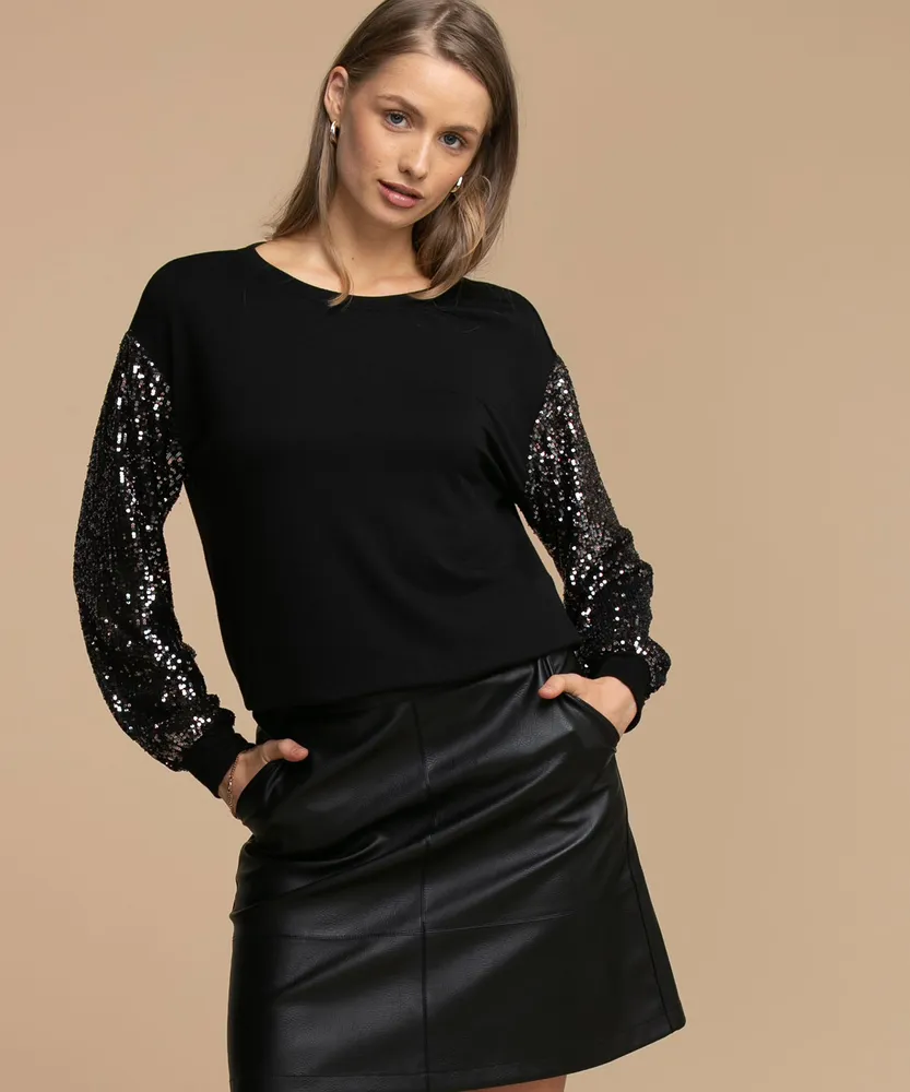 Sequin Sleeve Sweatshirt