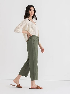 Viscose Linen Pull-On Cropped Pant