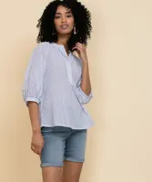 Raglan Button Front Casual Blouse