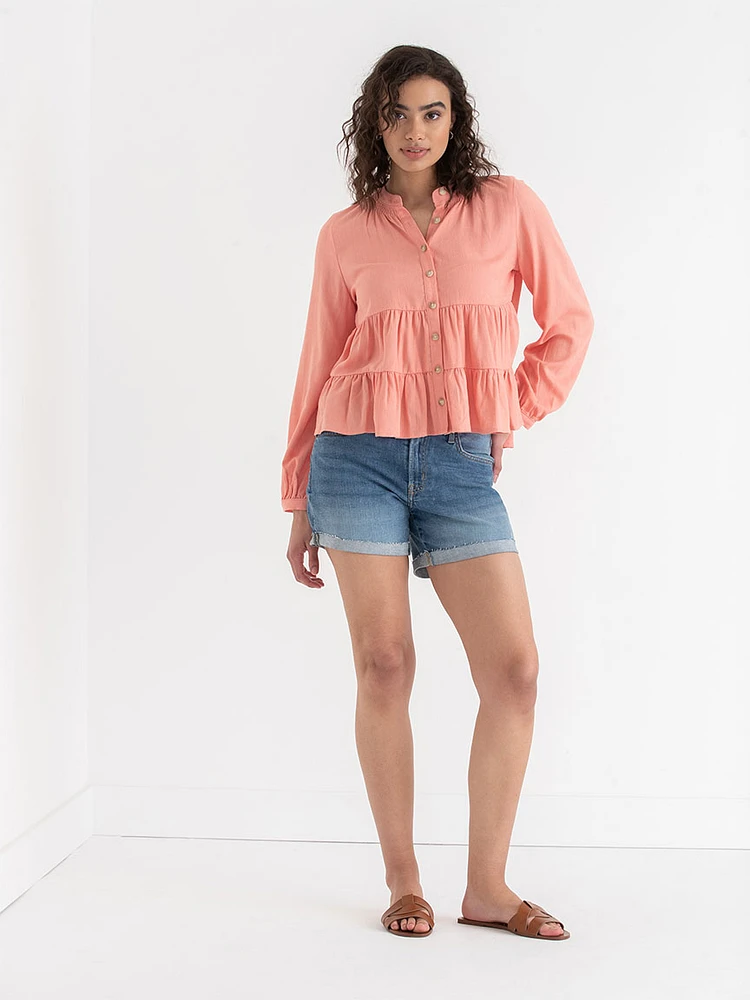 Tiered Linen Blouse