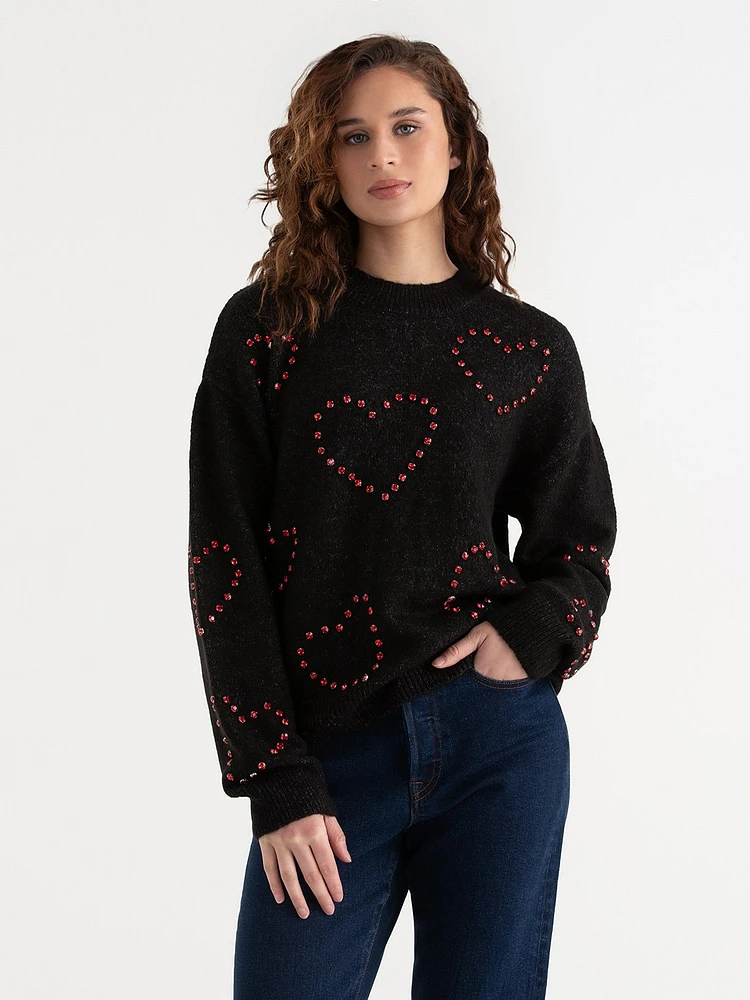 Beaded Heart Sweater