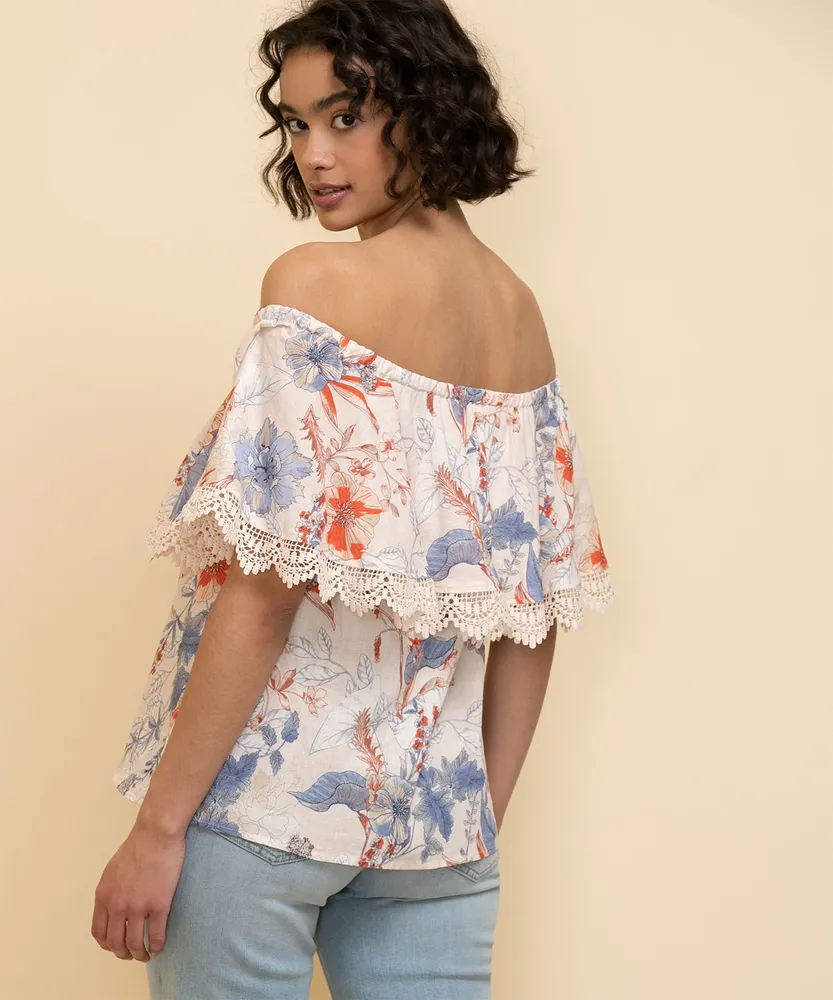 Cupio Linen On/Off Shoulder Blouse