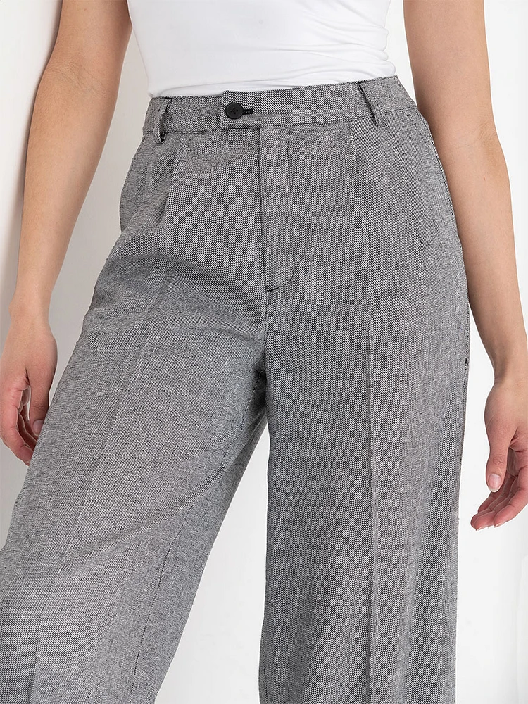 Linen Blend Wide Leg Pant