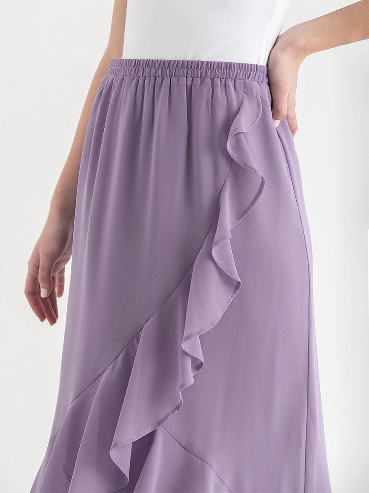 Chiffon Ruffle Midi Skirt