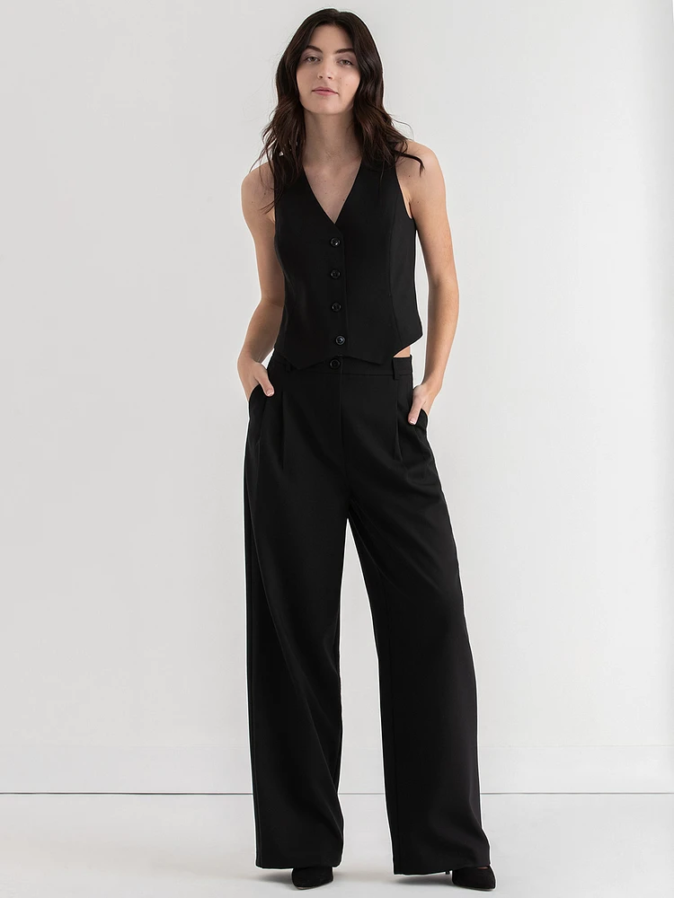 Maxwell Wide Leg Pleated Pant Luxe Tailored