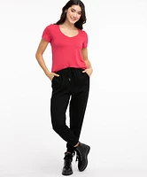 Short Sleeve V-Neck Hacci Tee