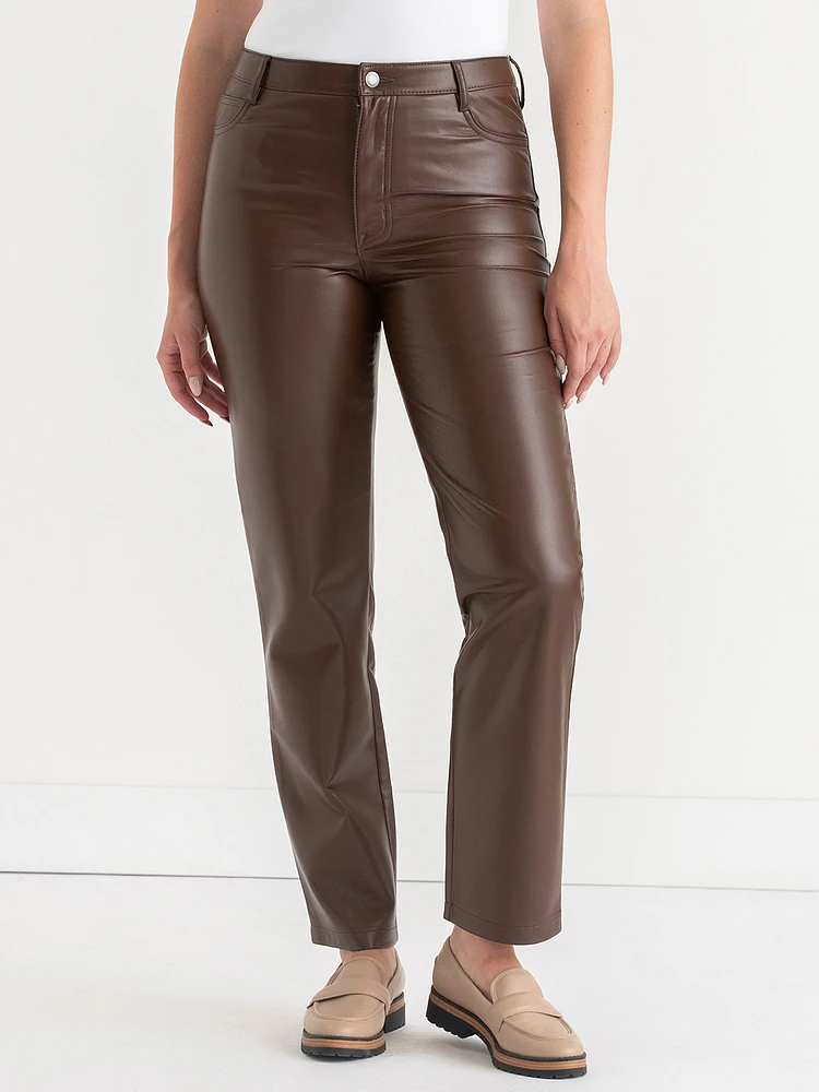 Straight-Leg Faux-Leather Pant