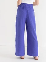 Crinkle Cotton Wide Leg Pant