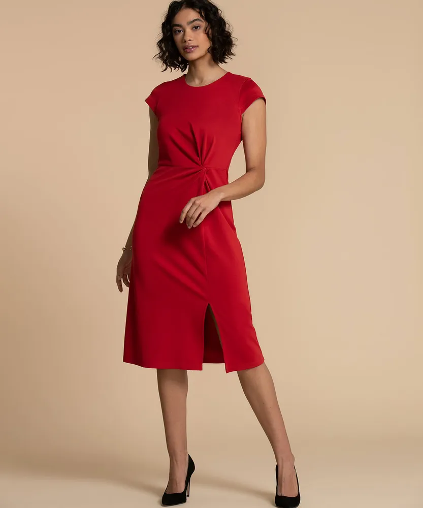 Short Sleeve Midi Dress with Knotted Side