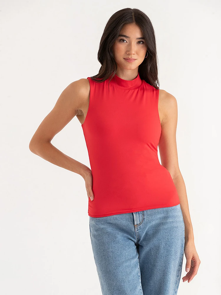 Sleeveless Mock Neck Top