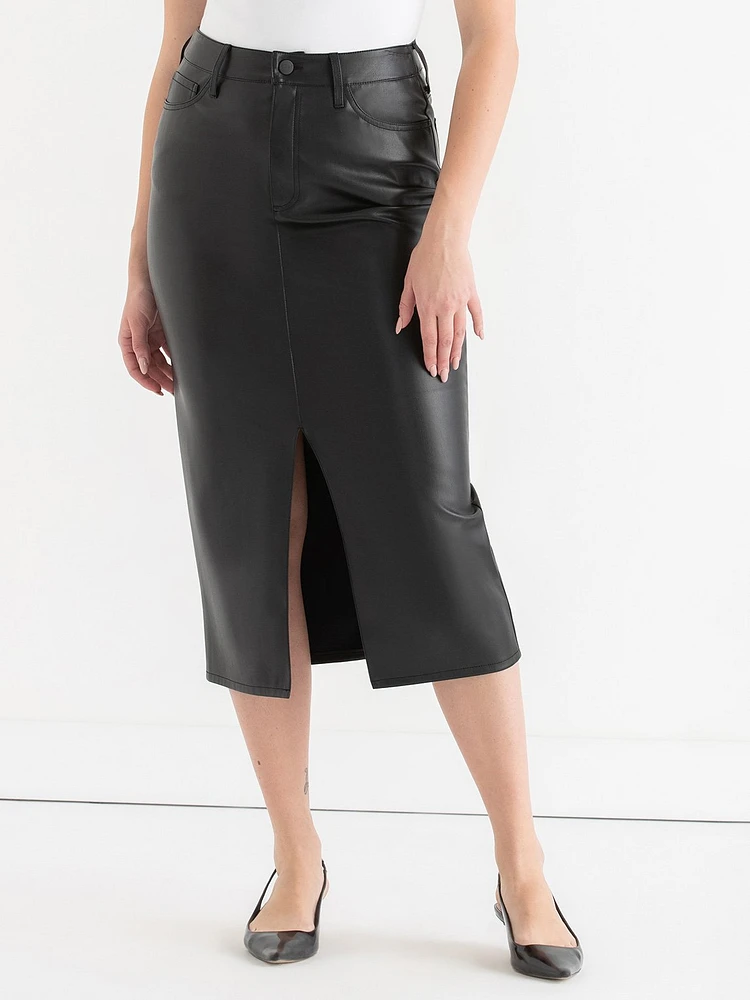 5 Pocket Midi Skirt Faux Leather