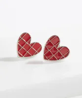 Small Red & Silver Heart Earrings