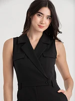 Sleeveless Collared Jumpsuit Luxe Tailored