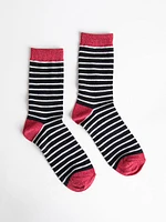 Striped Crew Socks with Shimmer