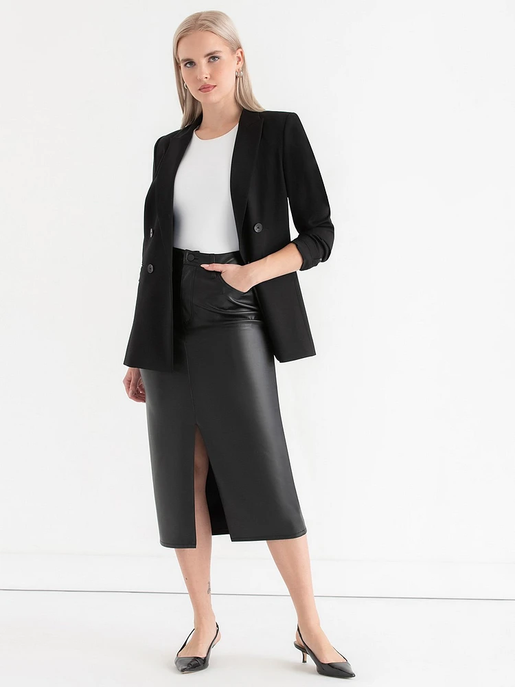 5 Pocket Midi Skirt Faux Leather