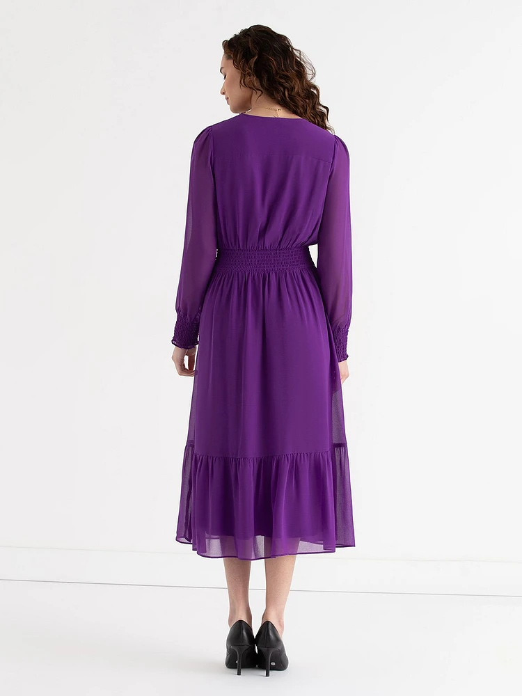 Nova Smocked Midi Dress Chiffon