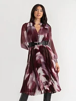 Long Sleeve Pleated Midi Dress