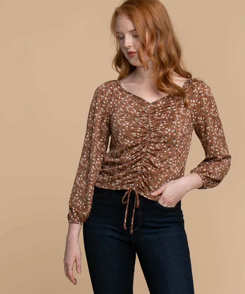 Ripe Long Sleeve Ruched Front Top