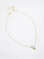 14K Gold Plated Crystal Solitaire Necklace