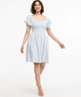 Smocked Square Neck Dress