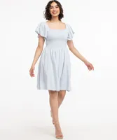 Smocked Square Neck Dress
