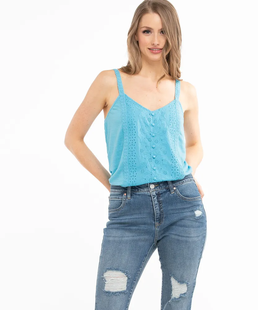 Eco-Friendly Strappy Eyelet Top