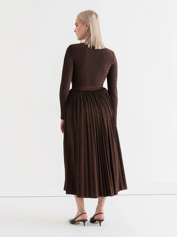 Jersey Metallic Pleated Skirt