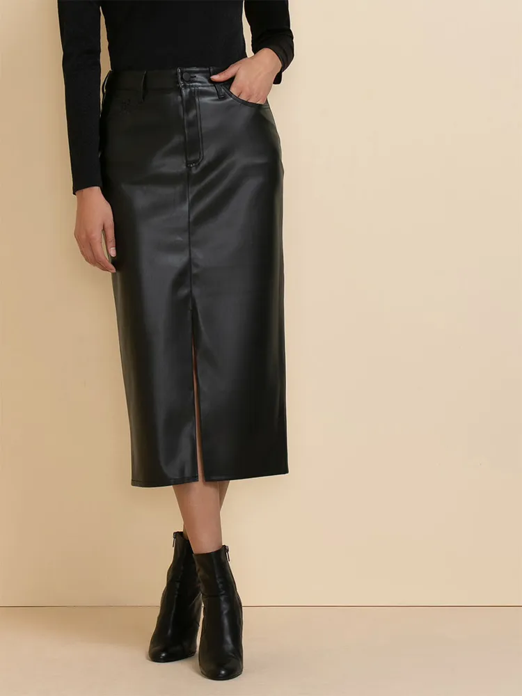 5 Pocket Midi Skirt Faux Leather