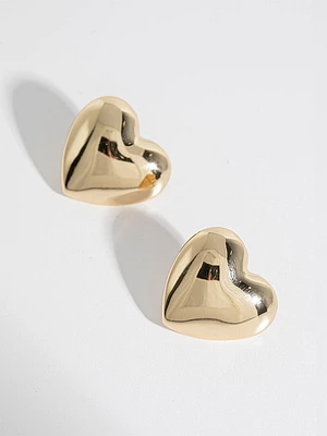 Gold Heart Stud Earrings