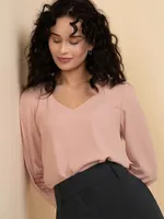 Vera Long Sleeve 2-Layer V-Neck Blouse